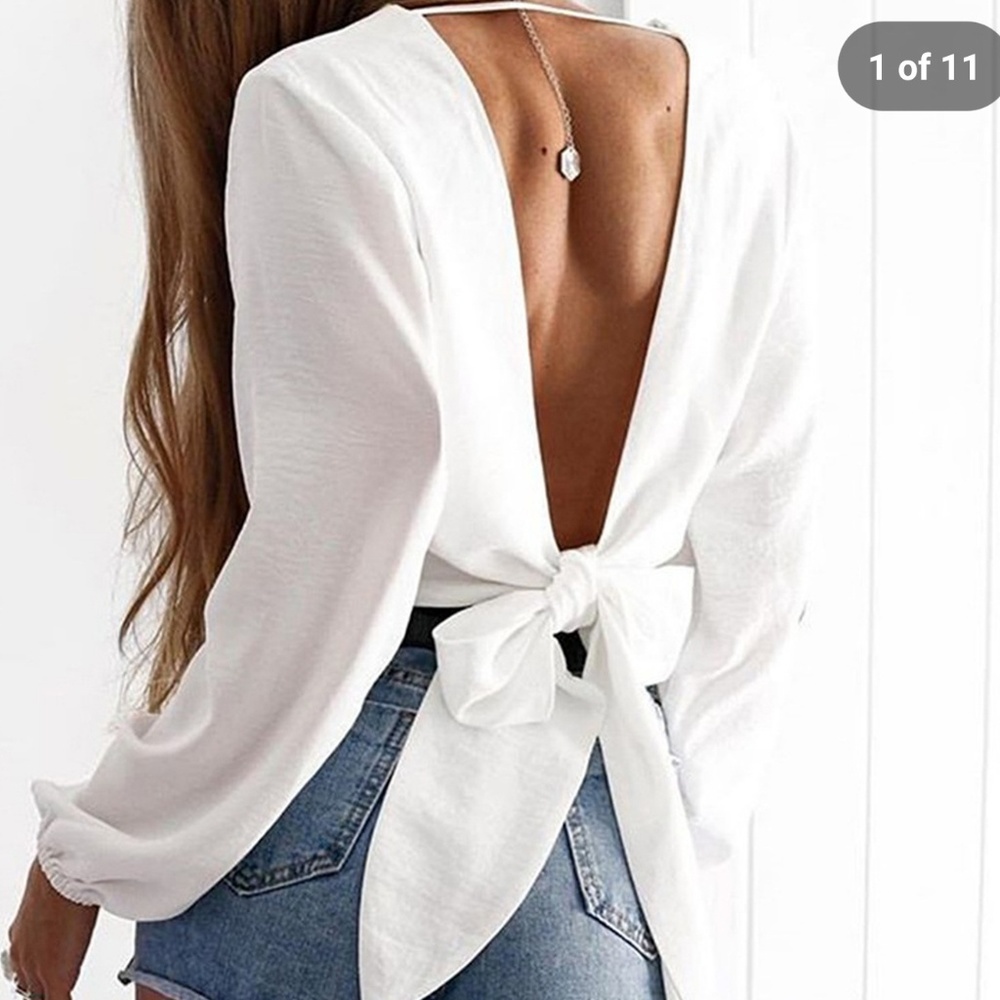 Sexy back V neck women shirt.